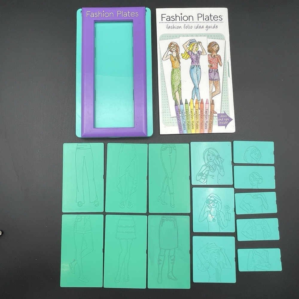 2015 Kahootz Fashion Plates‎ Drawing Set Purple Teal Mix Match Plates Guide